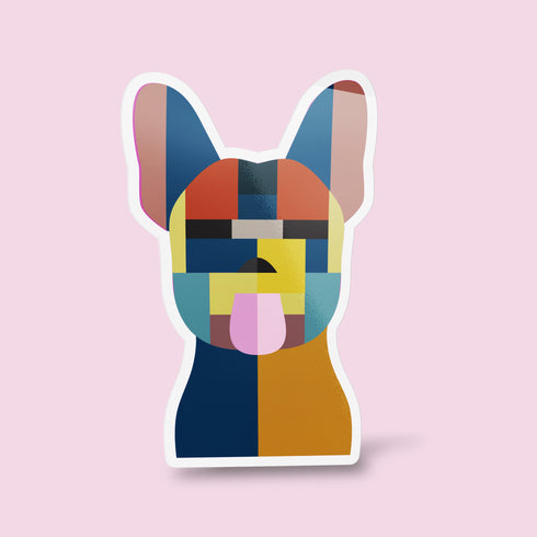 Abstract French Bulldog Premium Vinyl Sticker, Water Bottle Sticker, Dog Lover Gift, Frenchie Laptop Decal, Stocking Stuffers